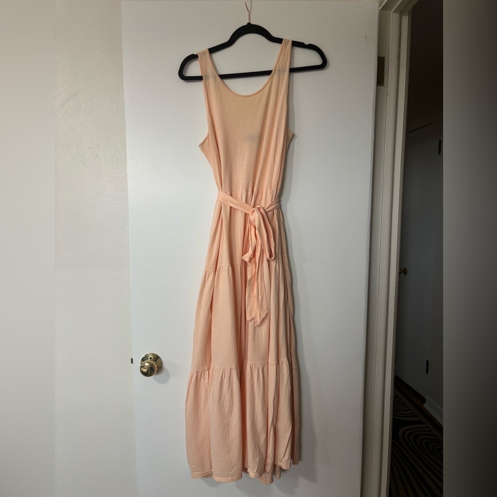 J. Crew Peach Maxi Dress with Tie Waist